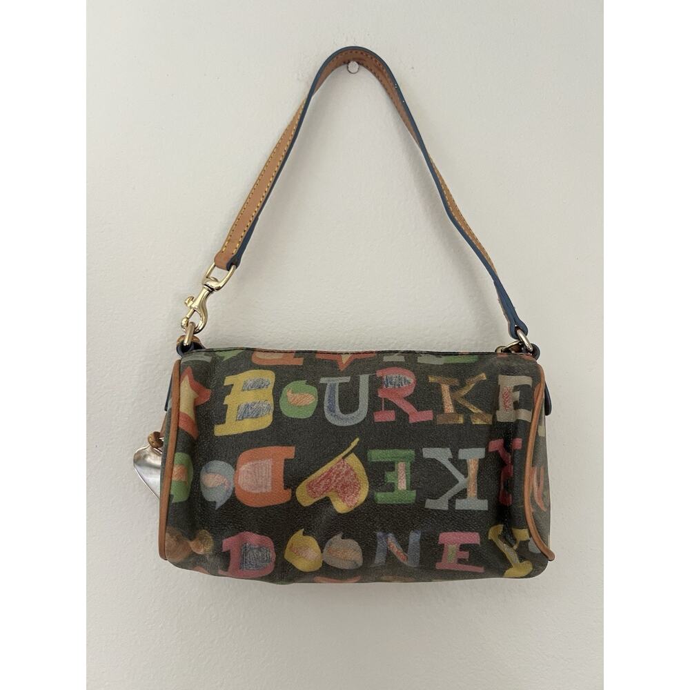 Dooney And Bourke Mini Barrel Bag Scribble Multicolor Monogram Y2K Vintage - Picture 8 of 14